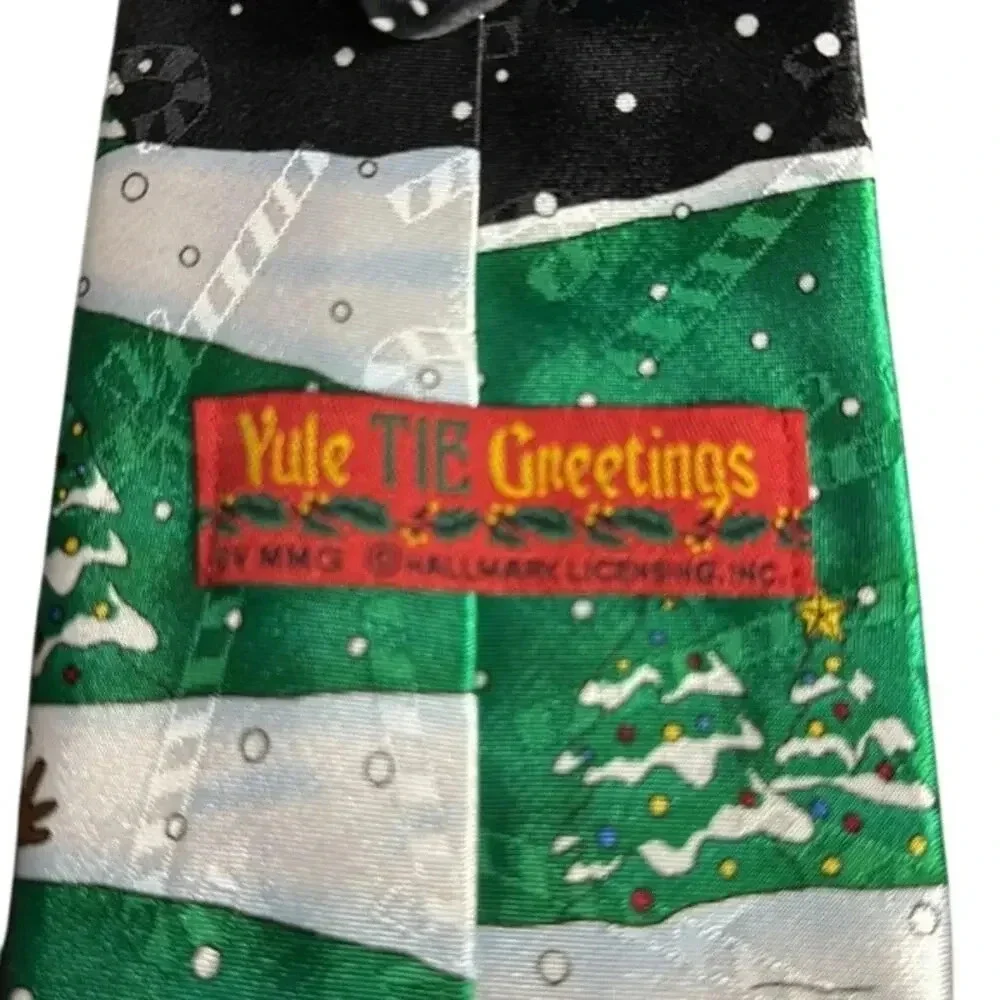Hallmark Yule Tie Greetings Santa Reindeer‎ Golfing Ugly Christmas Holiday Tie